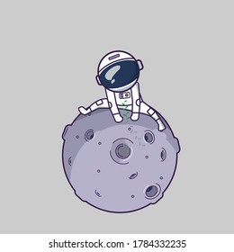 un astronauta habita en la luna con pequeñas plataformas