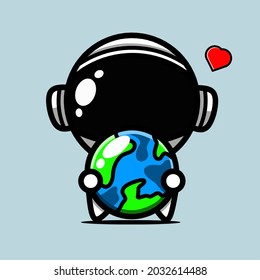 astronaut and earth  character. chibi designs