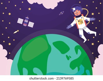 Astronaut und Erdplaneten