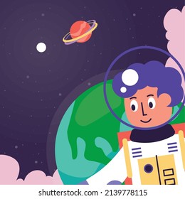 astronaut and earth planet scene