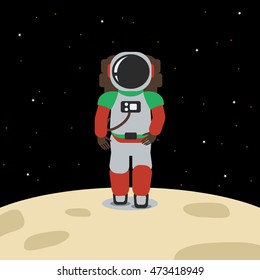 Astronaut | Editable outer space vector illustration in flat style for astronomy related design