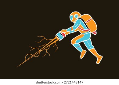 Ilustração do vetor da broca elétrica do astronauta