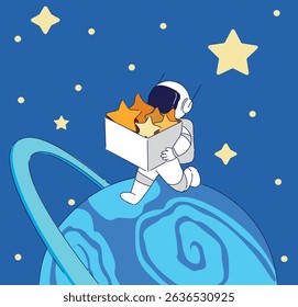 An Astronaut Embarking on a Journey Through a Vibrant Fantasy World Filled with Stars