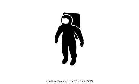 Astronaut emblem, black isolated silhouette