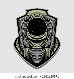 astronaut emblem vector design illustration isolated on white background