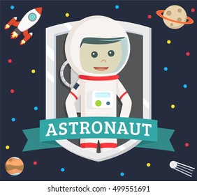 astronaut in emblem vector illustration design 
