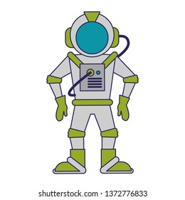 Astronaut equipment cartoon isolated blue lines