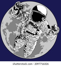 ASTRONAUT ESCAPING THE GALAXY BREAKING A WALL