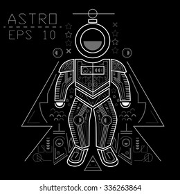 Astronaut ethnic technical vector illustration