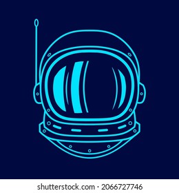 Astronaut explore the galaxy vector neon art logo. Astronomy universe colorful design with dark background. Abstract graphic illustration. Isolated black background for t-shirt, poster, clothing.