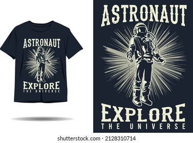 Astronaut explore the universe silhouette t shirt design