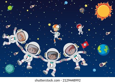 Astronaut exploring the space illustration