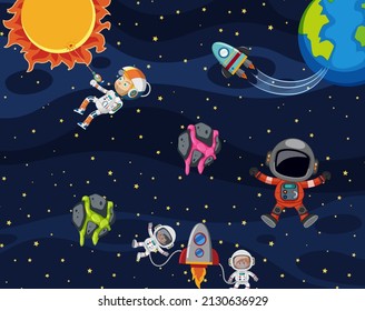 Astronaut exploring the space illustration