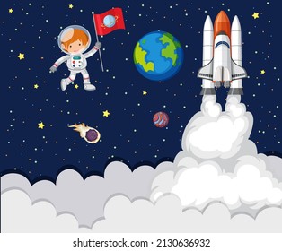 Astronaut exploring the space illustration