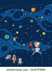 Astronaut exploring the space illustration