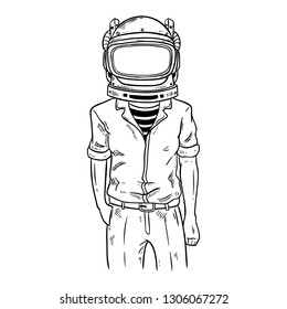 astronaut with fashionable style using hand drawn