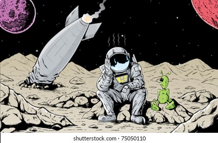 Astronaut is feeling bad for crashing his ship