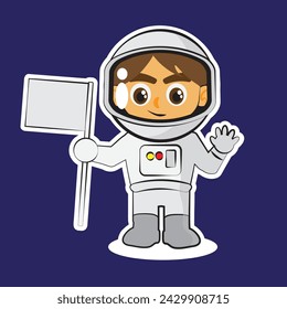 an astronaut with a flag