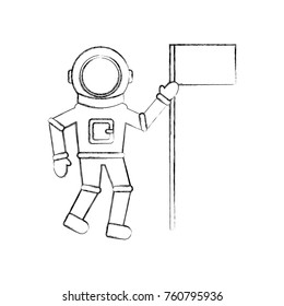 astronaut with flag comic character icon