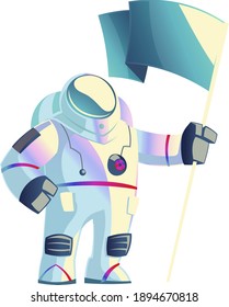 astronaut with a flag in his hand