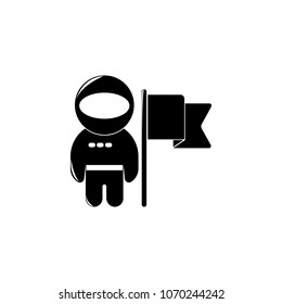 astronaut and flag icon. Element of space illustration. Premium quality graphic design icon. Signs and symbols collection icon for websites, web design, mobile app on white background