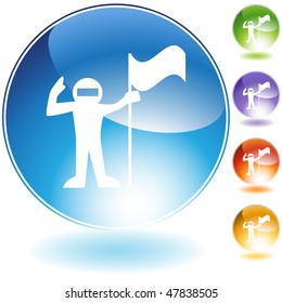 Astronaut flag icon isolated on a white background.