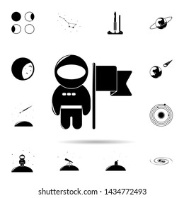 Astronaut and flag icon. Universal set of space for website design and development, app development