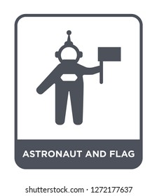 astronaut and flag icon vector on white background, astronaut and flag trendy filled icons from Astronomy collection, astronaut and flag simple element illustration