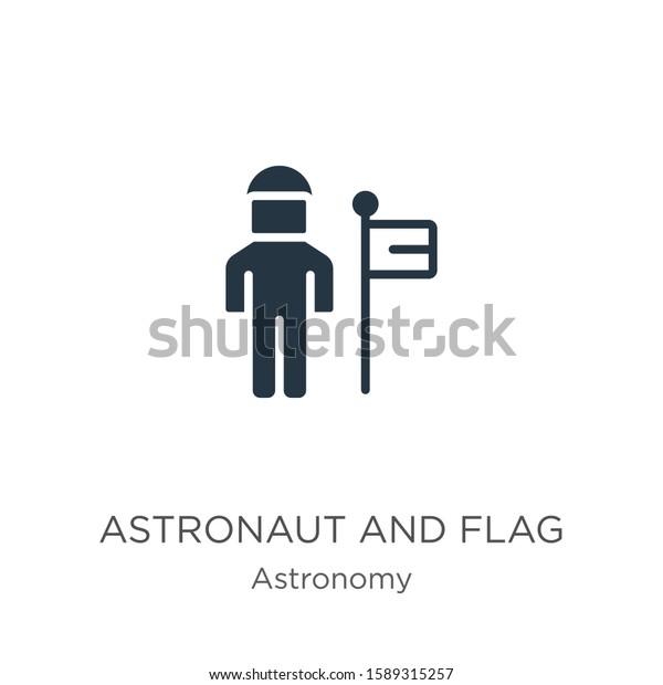 Astronaut and flag icon vector. Trendy flat astronaut\
and flag icon from astronomy collection isolated on white\
background. Vector illustration can be used for web and mobile\
graphic design, logo,\
