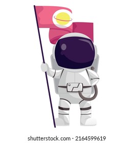 astronaut with flag isolated icon