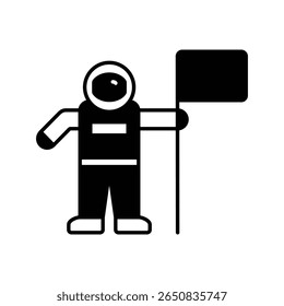 Astronaut and Flag Space Mission Fill Icon