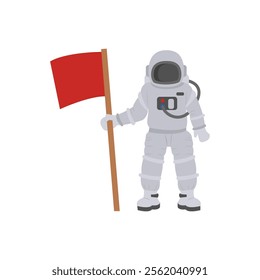 Astronaut with Flag, Space Vector Illustration, Isolated