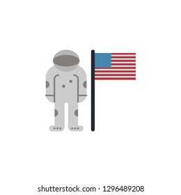 Astronaut, flag USA colored icon. Element of space illustration. Signs and symbols icon can be used for web, logo, mobile app, UI, UX on white background
