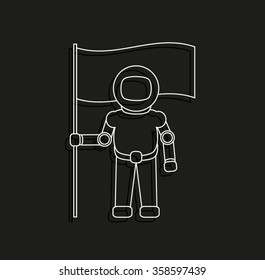 Astronaut with flag -  vector icon with shadow
