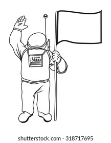 Astronaut with flag vector illustration