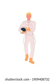 Astronaut flat color vector faceless character. One who wants explore new planets. Different equipment for space missions isolated cartoon illustration for web graphic design and animation