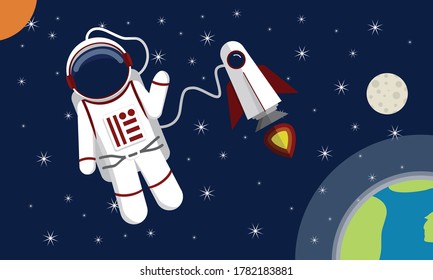 Astronauta de diseño plano dos