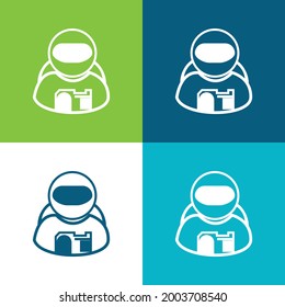 Astronaut Flat four color minimal icon set