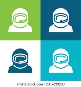 Astronauta Plano cuatro colores conjunto mínimo de iconos