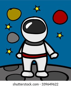 Astronaut Flat Hand Made Illustration