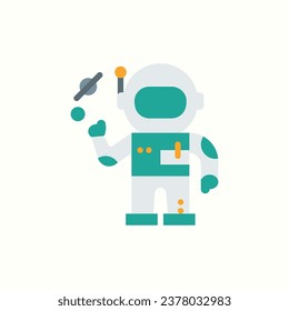 astronaut flat icon, isolated icon in light background, perfect for website, blog, logo, graphic design, social media, UI, mobile app