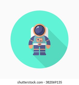 Astronaut flat  icon with long shadow,eps10,