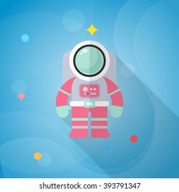 Astronaut flat  icon with long shadow,eps10,