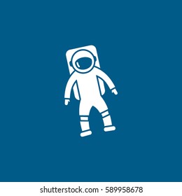 Astronaut Flat Icon On Blue Background