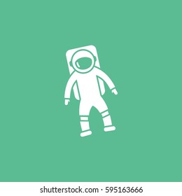 Astronaut Flat Icon On Green Background