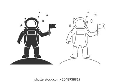 Astronaut Flat Icon Set Vector illustration