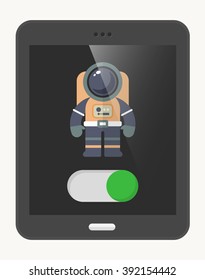 Astronaut flat  icon with Tablet,eps10,