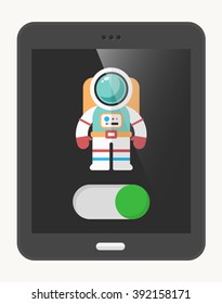 Astronaut flat  icon with Tablet,eps10,