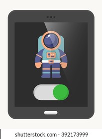 Astronaut flat  icon with Tablet,eps10,
