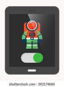 Astronaut flat  icon with Tablet,eps10,